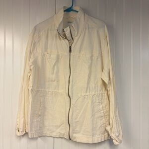Old Navy Women’s Jacket White Linen Blend XL Full Zip